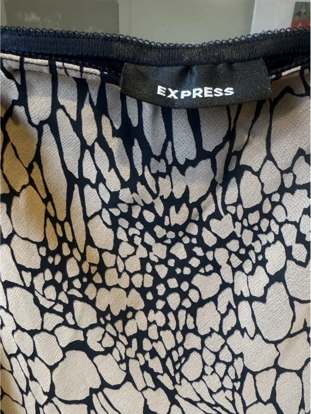 Vintage Y2K Abstract Animal Print Midi Skirt Taupe Black Lined